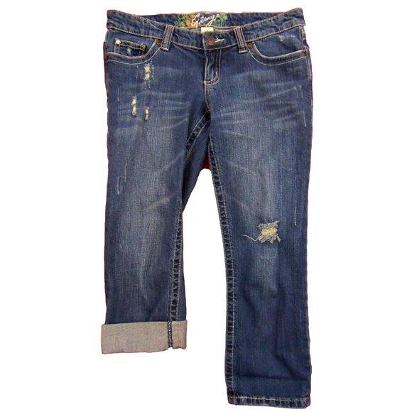 Garage Distressed Denim Capri - Size 7 - Picture 1 of 4
